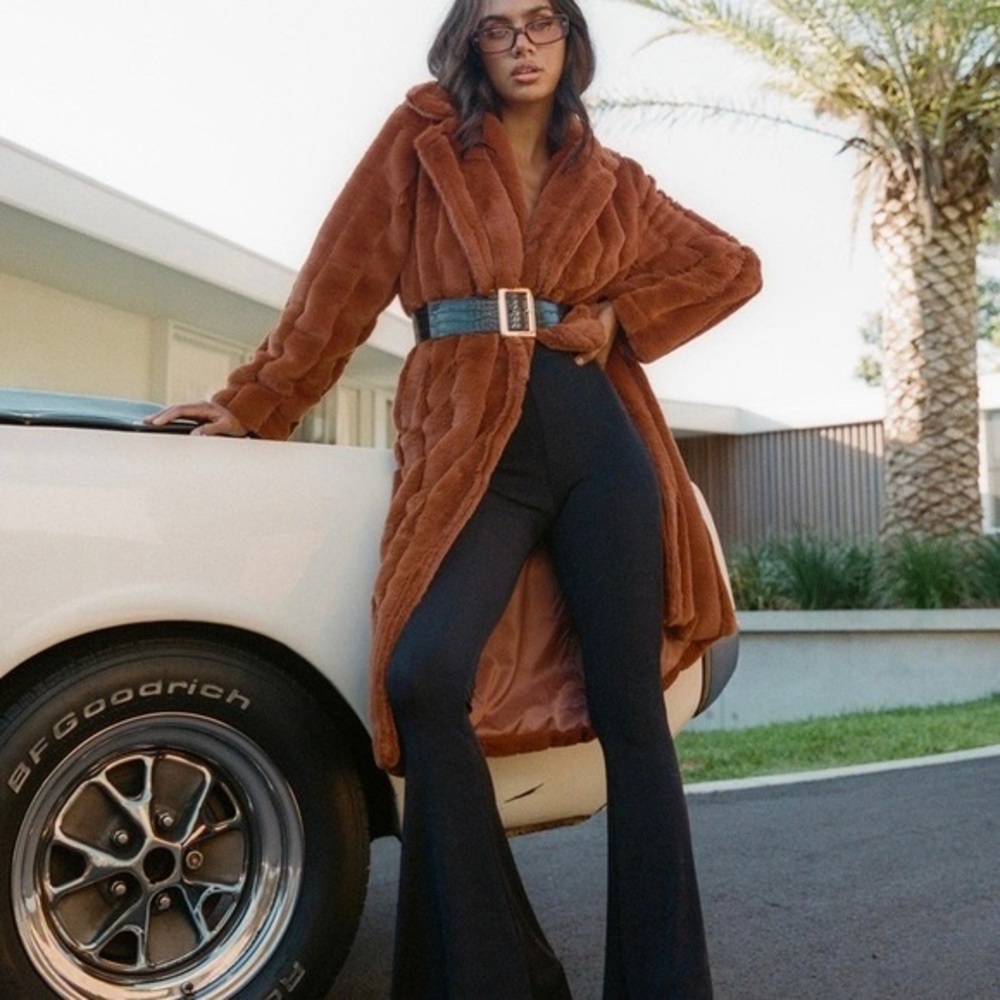 Princess Polly Girl Power Coat in Rust, size US 6